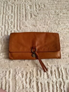 Lucky Brand Brown Leather Wallet Boho Snap Closure Organizer